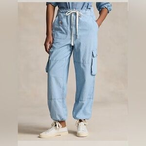 Polo by  Ralph Lauren Chambray Cargo Joggers‎ 2 oversized